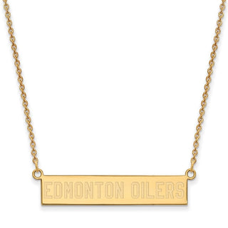 Sterling Silver Gold-plated NHL LogoArt Edmonton Oilers Small Bar 18 inch Necklace