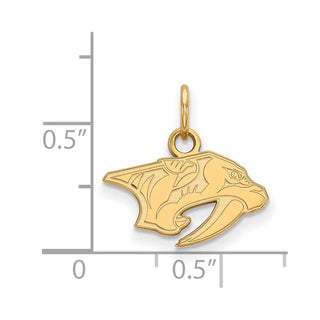 Sterling Silver Gold-plated NHL LogoArt Nashville Predators Extra Small Pendant