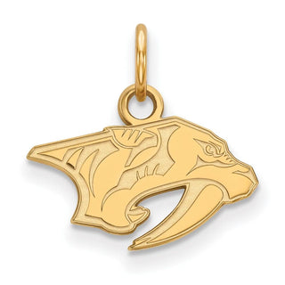 Sterling Silver Gold-plated NHL LogoArt Nashville Predators Extra Small Pendant