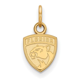 Sterling Silver Gold-plated NHL LogoArt Florida Panthers Extra Small Pendant