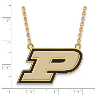 Sterling Silver Gold-plated LogoArt Purdue University Letter P Large Enameled Pendant 18 inch Necklace