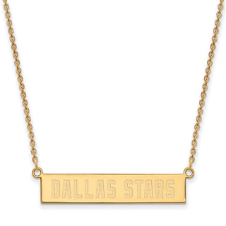 Sterling Silver Gold-plated NHL LogoArt Dallas Stars Small Bar 18 inch Necklace
