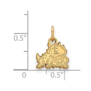 Sterling Silver Gold-plated LogoArt Texas Christian University Horned Frog Extra Small Pendant