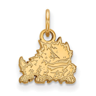 Sterling Silver Gold-plated LogoArt Texas Christian University Horned Frog Extra Small Pendant