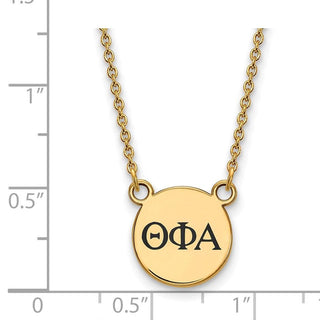 Sterling Silver Gold-plated LogoArt Theta Phi Alpha Sorority Greek Letters Small Black Enamel Pendant 18 inch Necklace