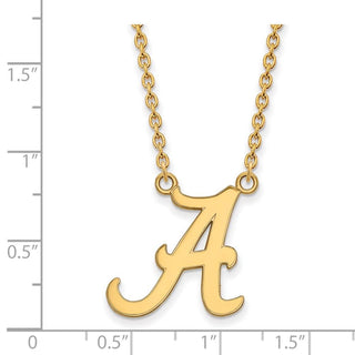 14k Gold LogoArt University of Alabama Letter A Large Pendant 18 inch Necklace