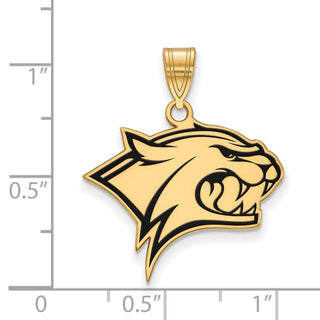 Sterling Silver Gold-plated LogoArt University of New Hampshire Wildcat Large Enameled Pendant