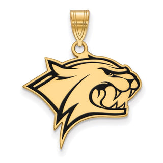 Sterling Silver Gold-plated LogoArt University of New Hampshire Wildcat Large Enameled Pendant