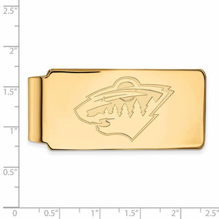 Sterling Silver Gold-plated NHL LogoArt Minnesota Wild Money Clip