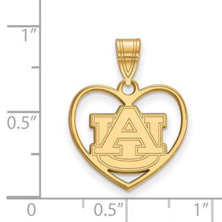 Sterling Silver Gold-plated LogoArt Auburn University Heart Pendant