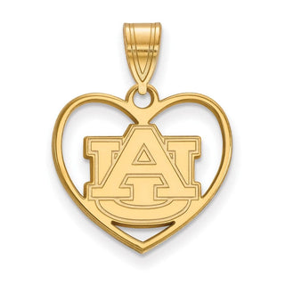 Sterling Silver Gold-plated LogoArt Auburn University Heart Pendant