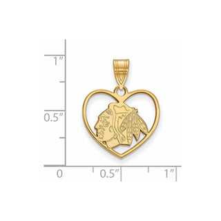 Sterling Silver Gold-plated NHL LogoArt Chicago Blackhawks Heart Pendant