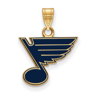 Sterling Silver Gold-plated NHL LogoArt St. Louis Blues Small Enameled Pendant