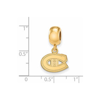 Sterling Silver Gold-plated NHL LogoArt Montreal Canadiens Extra Small Dangle Bead Charm