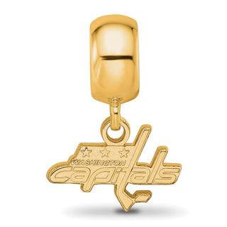 Sterling Silver Gold-plated NHL LogoArt Washington Capitals Extra Small Dangle Bead Charm