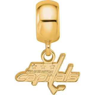 Sterling Silver Gold-plated NHL LogoArt Washington Capitals Extra Small Dangle Bead Charm