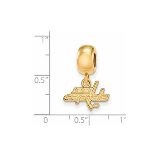 Sterling Silver Gold-plated NHL LogoArt Washington Capitals Extra Small Dangle Bead Charm