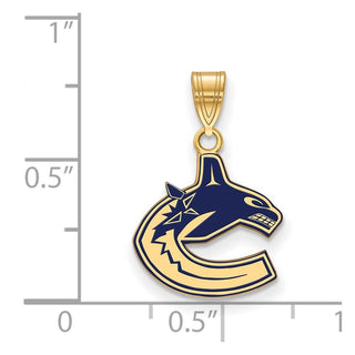 Sterling Silver Gold-plated NHL LogoArt Vancouver Canucks Small Enameled Pendant