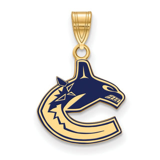 Sterling Silver Gold-plated NHL LogoArt Vancouver Canucks Small Enameled Pendant