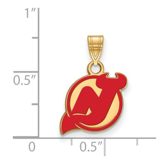 Sterling Silver Gold-plated NHL LogoArt New Jersey Devils Small Enameled Pendant