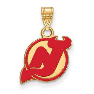 Sterling Silver Gold-plated NHL LogoArt New Jersey Devils Small Enameled Pendant