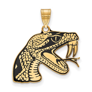 Sterling Silver Gold-plated LogoArt Florida A and M University Rattler Large Enameled Pendant