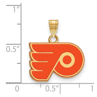 Sterling Silver Gold-plated NHL LogoArt Philadelphia Flyers Small Enamel Pendant