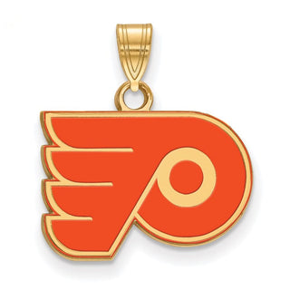 Sterling Silver Gold-plated NHL LogoArt Philadelphia Flyers Small Enamel Pendant