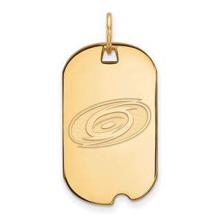 Sterling Silver Gold-plated NHL LogoArt Carolina Hurricanes Small Dog Tag Pendant