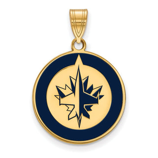Sterling Silver Gold-plated NHL LogoArt Winnipeg Jets Large Enameled Pendant