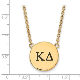 Sterling Silver Gold-plated LogoArt Kappa Delta Sorority Greek Letters Large Black Enamel Pendant 18 inch Necklace