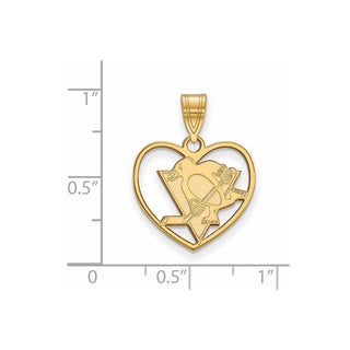 Sterling Silver Gold-plated NHL LogoArt Pittsburgh Penguins Heart Pendant