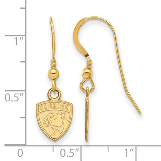 Sterling Silver Gold-plated NHL LogoArt Florida Panthers Extra Small Dangle Wire Earrings
