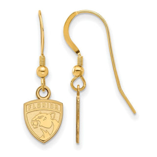 Sterling Silver Gold-plated NHL LogoArt Florida Panthers Extra Small Dangle Wire Earrings