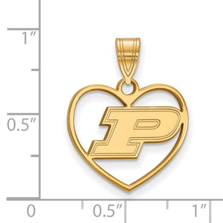 Sterling Silver Gold-plated LogoArt Purdue University Letter P Heart Pendant