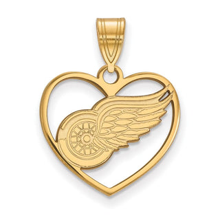 Sterling Silver Gold-plated NHL LogoArt Detroit Red Wings Heart Pendant