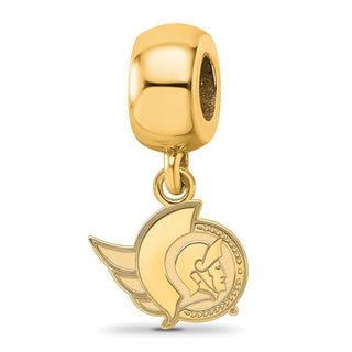Sterling Silver Gold-plated NHL LogoArt Ottawa Senators Extra Small Dangle Bead Charm