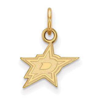 Sterling Silver Gold-plated NHL LogoArt Dallas Stars Extra Small Pendant