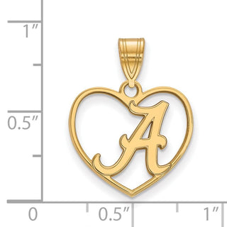 Sterling Silver Gold-plated LogoArt University of Alabama Letter A Heart Pendant