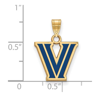 Sterling Silver Gold-plated LogoArt Villanova University Letter V Small Enameled Pendant