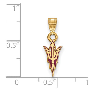 Sterling Silver Gold-plated LogoArt Arizona State University Pitchfork Small Enameled Pendant