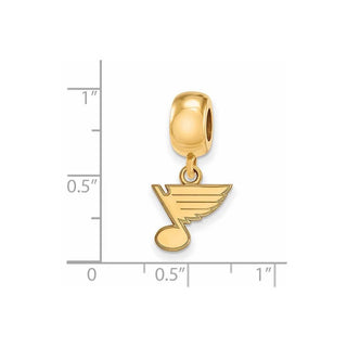 Sterling Silver Gold-plated NHL LogoArt St. Louis Blues Extra Small Dangle Bead Charm