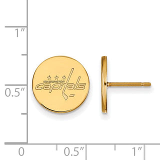 Sterling Silver Gold-plated NHL LogoArt Washington Capitals Small Disc Post Earrings