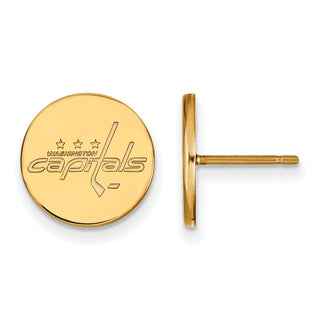 Sterling Silver Gold-plated NHL LogoArt Washington Capitals Small Disc Post Earrings
