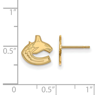 Sterling Silver Gold-plated NHL LogoArt Vancouver Canucks Extra Small Post Earrings