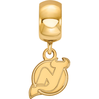 Sterling Silver Gold-plated NHL LogoArt New Jersey Devils Extra Small Dangle Bead Charm