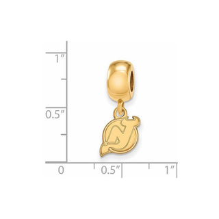 Sterling Silver Gold-plated NHL LogoArt New Jersey Devils Extra Small Dangle Bead Charm