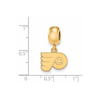 Sterling Silver Gold-plated NHL LogoArt Philadelphia Flyers Extra Small Dangle Bead Charm