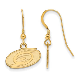 Sterling Silver Gold-plated NHL LogoArt Carolina Hurricanes Extra Small Dangle Earrings