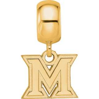 Sterling Silver Gold-plated LogoArt Miami University Ohio Letter M Extra Small Dangle Bead Charm